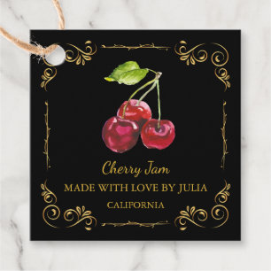 Vintage Homemade Cherry Jam Square Hang Tag