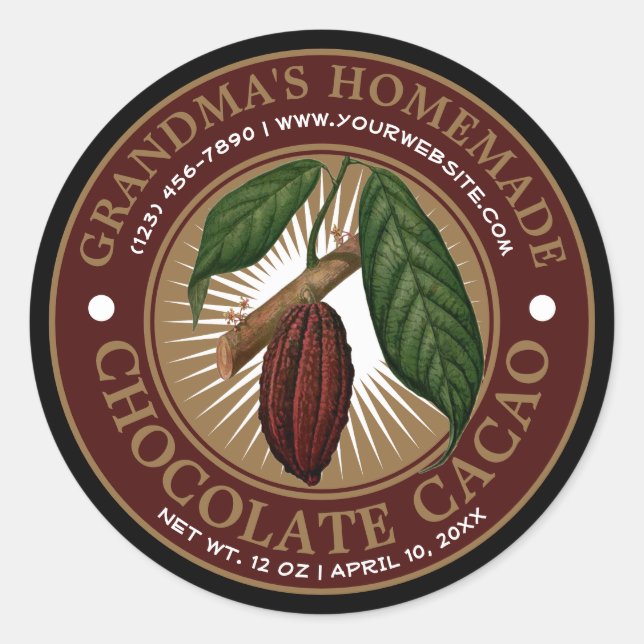 Vintage Homemade Chocolate Cacao Label Template (Front)