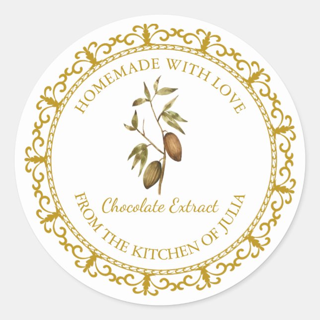 Vintage Homemade Chocolate Extract Label l White (Front)