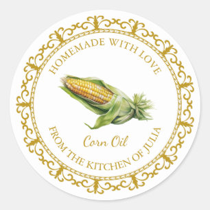 Vintage Homemade Corn Oil Label l White