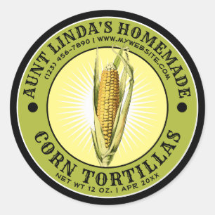 Vintage Homemade Corn Tortillas Template Classic Round Sticker