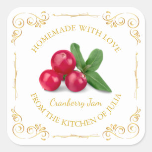 Vintage Homemade Cranberry Jam Square Label