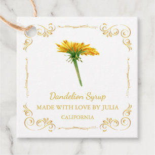 Vintage Homemade Dandelion Syrup Square Hang Tag