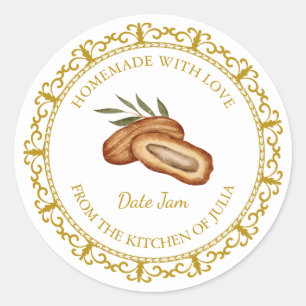 Vintage Homemade Date Fruit Jam Label l White