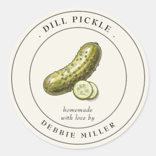 Vintage Homemade Dill Pickle canning jar Classic Round Sticker