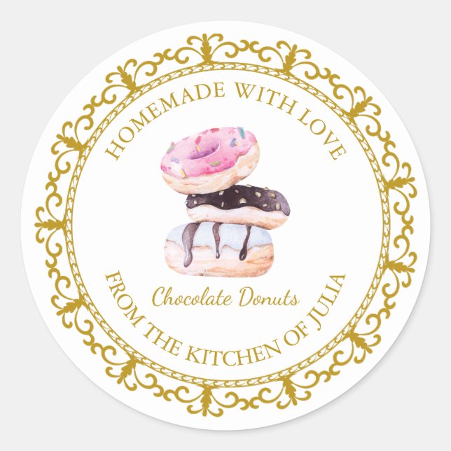 Vintage Homemade Doughnut Label l White (Front)