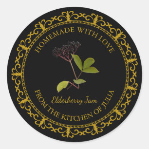 Vintage Homemade Elderberry Jam Label l Black 