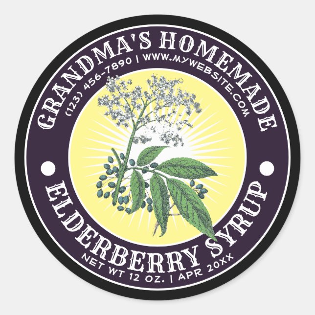 Vintage Homemade Elderberry Label Template (Front)