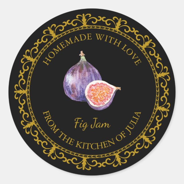 Vintage Homemade Fig Jam Label l Black (Front)