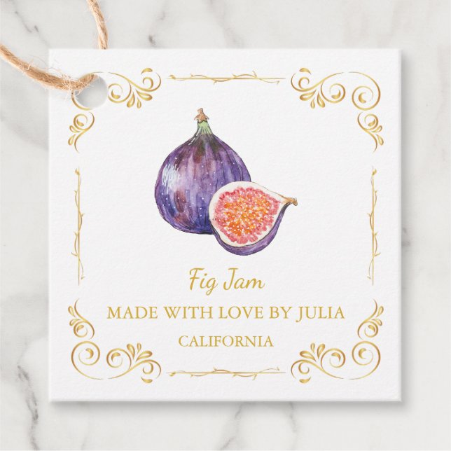 Vintage Homemade Fig Jam Square Hang Tag (Front)