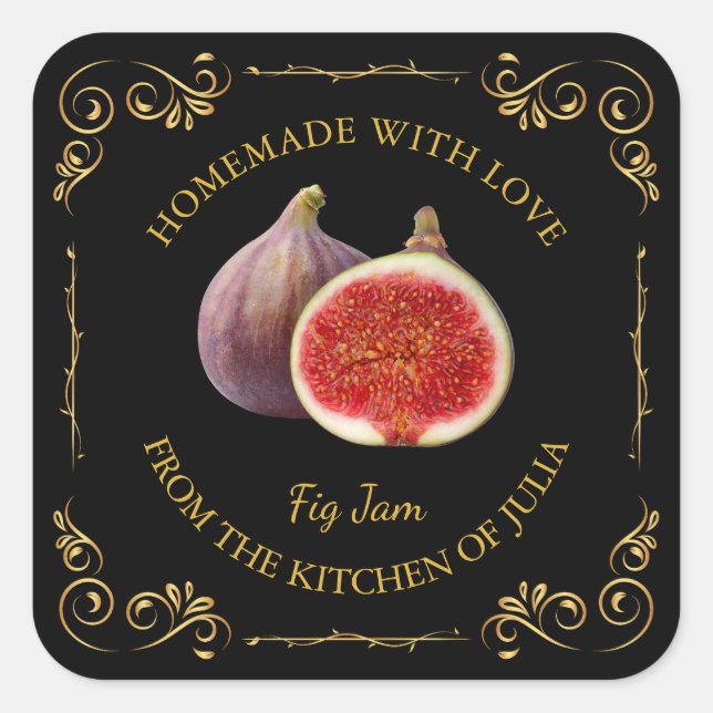 Vintage Homemade Fig Jam Square Label (Front)