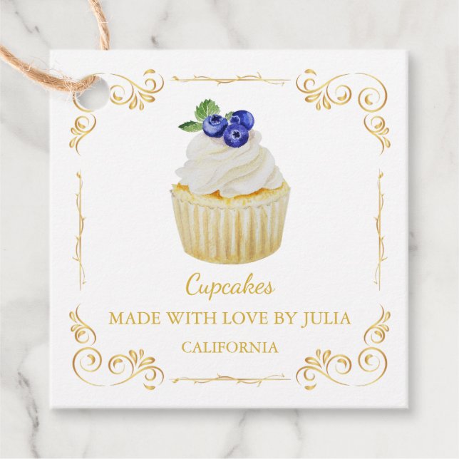 Vintage Homemade Fresh Cupcakes Square Hang Tag (Front)