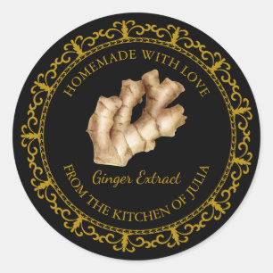 Vintage Homemade Ginger Extract Label l Black