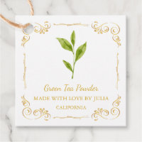 Vintage Homemade Green Tea Powder Square Hang Tag