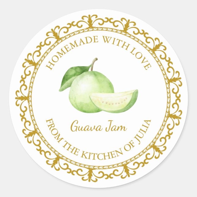 Vintage Homemade Guava Jam Label l White (Front)
