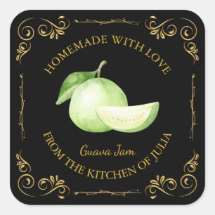 Vintage Homemade Guava Jam Square Label