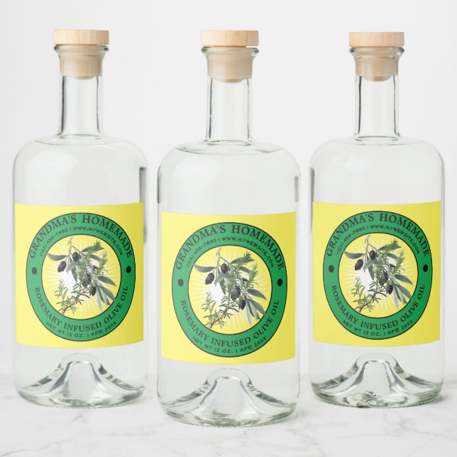 Vintage Homemade Herb Olive Oil Label Template (Bottles)