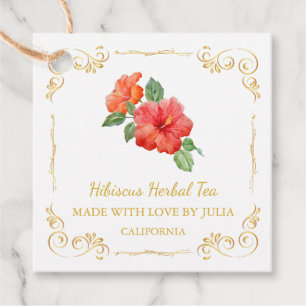 Vintage Homemade Hibiscus Tea Square Hang Tag
