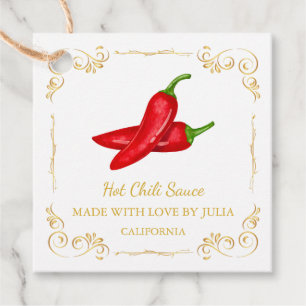 Vintage Homemade Hot Chilli Sauce Square Hang Tag