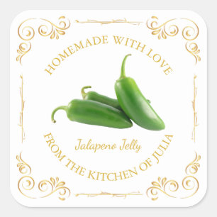 Vintage Homemade Jalapeno Jelly Square Label