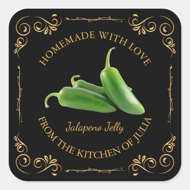 Vintage Homemade Jalapeno Jelly Square Label (Front)