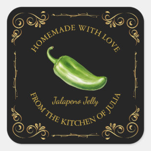 Vintage Homemade Jalapeno Jelly Square Label