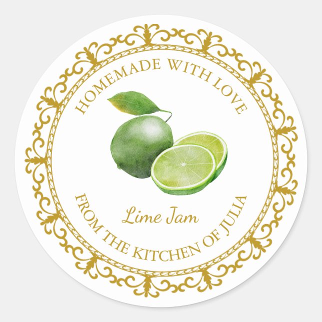 Vintage Homemade Lime Jam Label l White (Front)