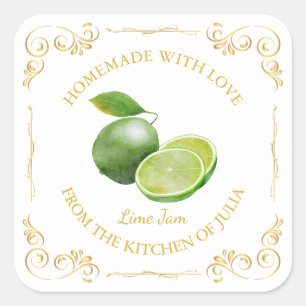 Vintage Homemade Lime Jam Square Label