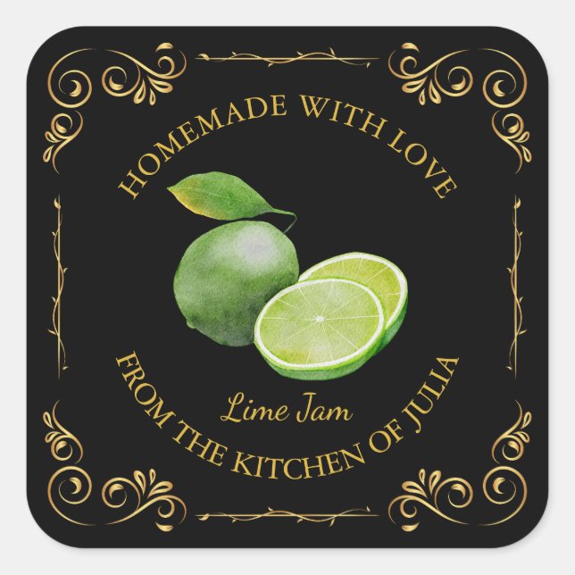 Vintage Homemade Lime Jam Square Label (Front)