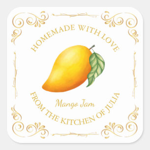 Vintage Homemade Mango Jam Square Label
