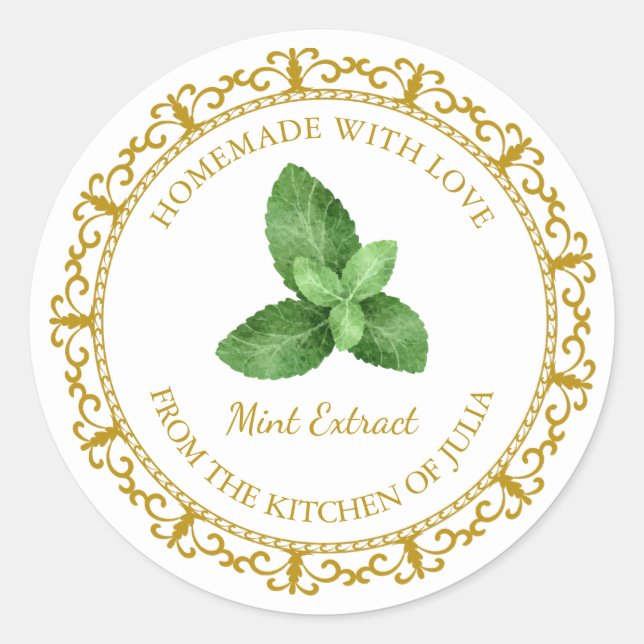 Vintage Homemade Mint Extract Label l White (Front)