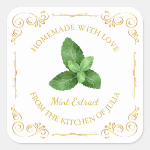 Vintage Homemade Mint Extract Square Label