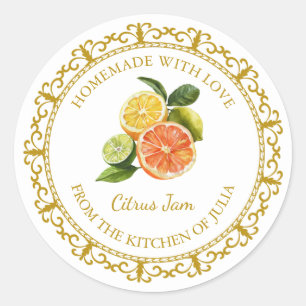 Vintage Homemade Mixed Citrus Jam Label l White
