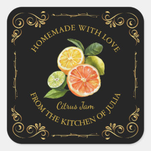 Vintage Homemade Mixed Citrus Jam Square Label