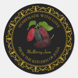 Vintage Homemade Mulberry Jam Label l Black