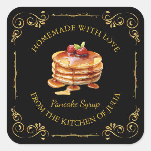 Vintage Homemade Pancake Syrup Square Label