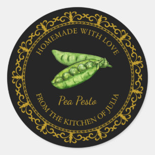 Vintage Homemade Pea Pesto Label l Black