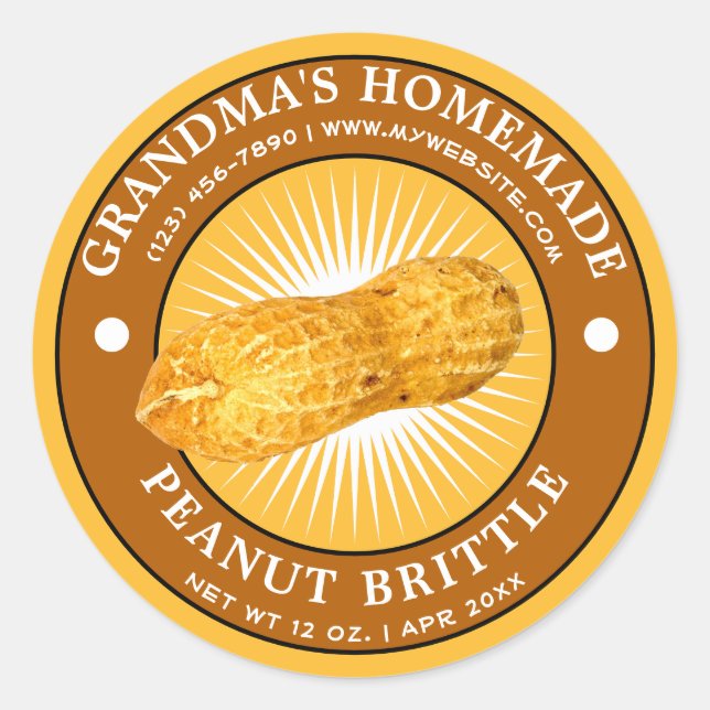 Vintage Homemade Peanut Brittle Label Template (Front)