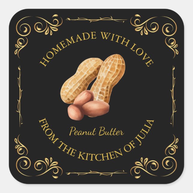 Vintage Homemade Peanut Butter Square Label (Front)