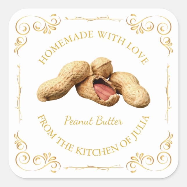Vintage Homemade Peanut Butter Square Label (Front)