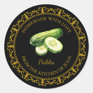 Vintage Homemade Pickle Label l Black