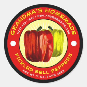 Vintage Homemade Pickled Peppers Label Template