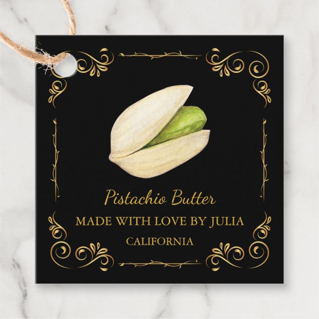 Vintage Homemade Pistachio Butter Square Hang Tag (Front)
