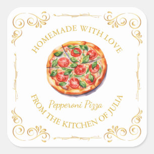Vintage Homemade Pizza Square Label