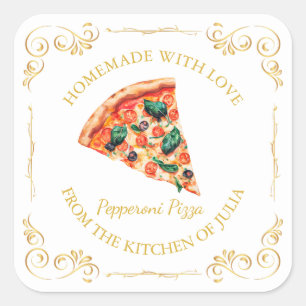 Vintage Homemade Pizza Square Label