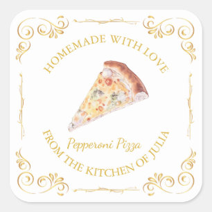 Vintage Homemade Pizza Square Label