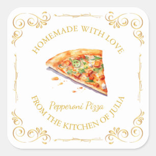 Vintage Homemade Pizza Square Label