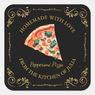 Vintage Homemade Pizza Square Label
