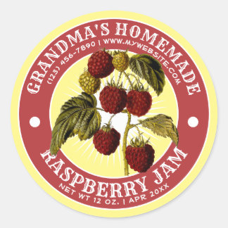 Vintage Homemade Raspberry Jam Label Template