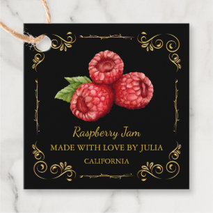 Vintage Homemade Raspberry Jam Square Hang Tag